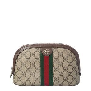 Gucci Ophidia Small Gg Supreme Canvas & Leathe Cosmetic Case, Brown